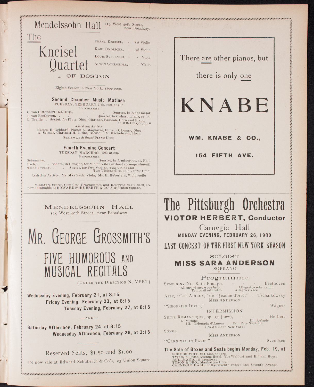 New York Philharmonic, February 16, 1900, program page 9