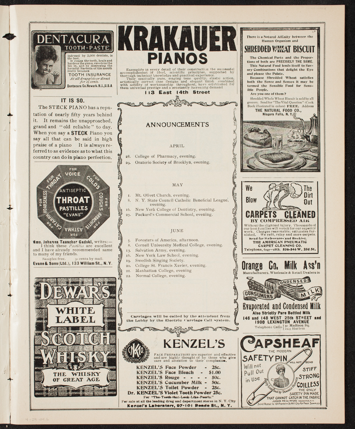 People's Singing Classes, April 24, 1904, program page 3