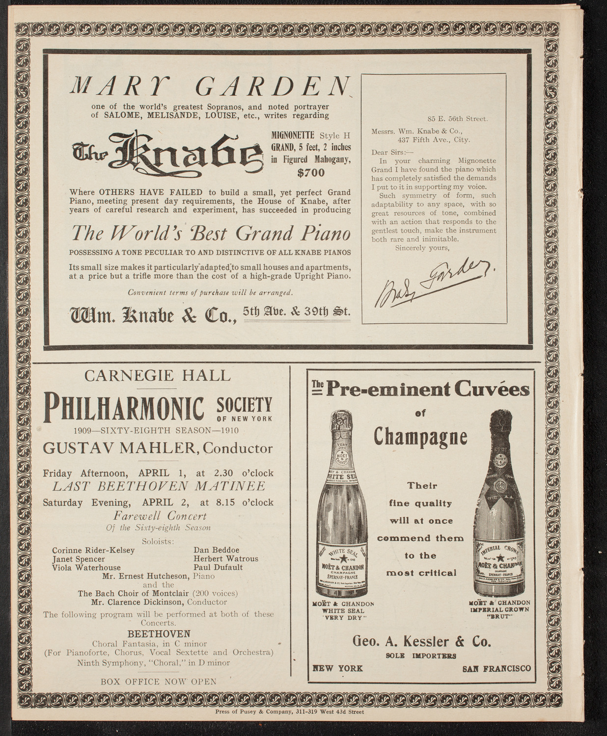 New York Philharmonic, March 30, 1910, program page 12