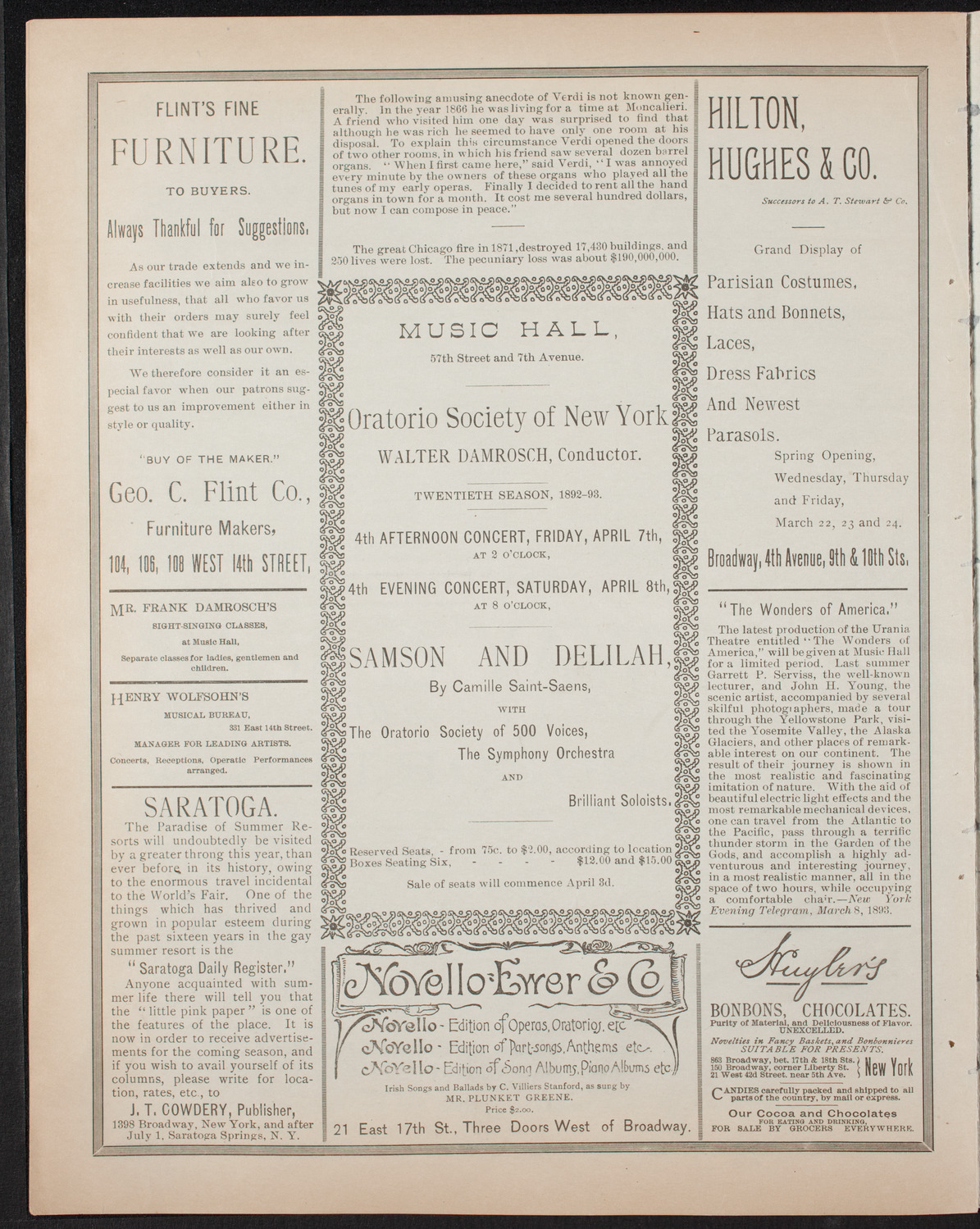 Damrosch Sunday Concert, March 19, 1893, program page 6