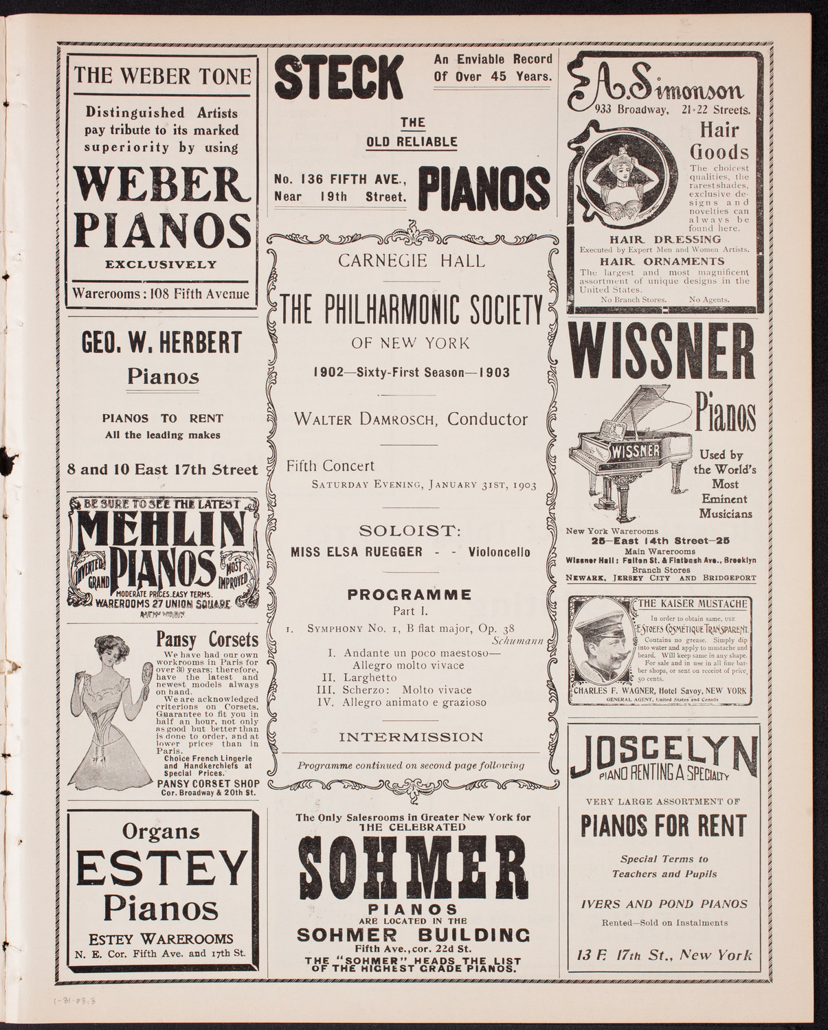 New York Philharmonic, January 31, 1903, program page 5