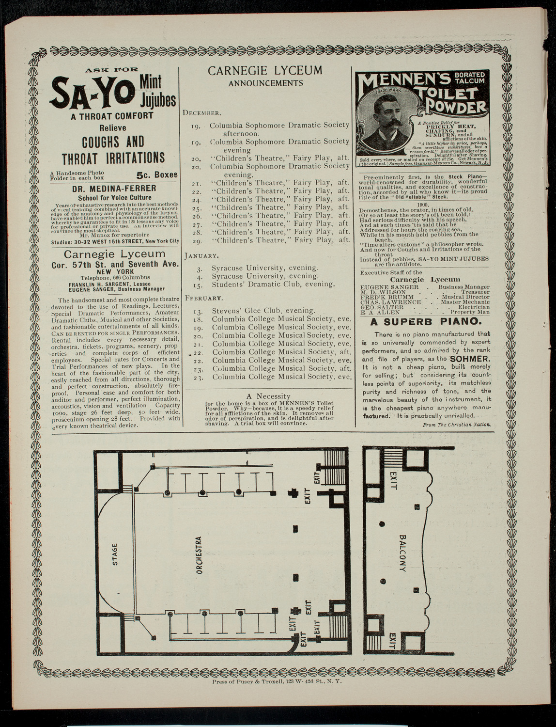 Academy Stock Company of the American Academy of Dramatic Arts and Empire Theatre Dramatic School, December 15, 1900, program page 4