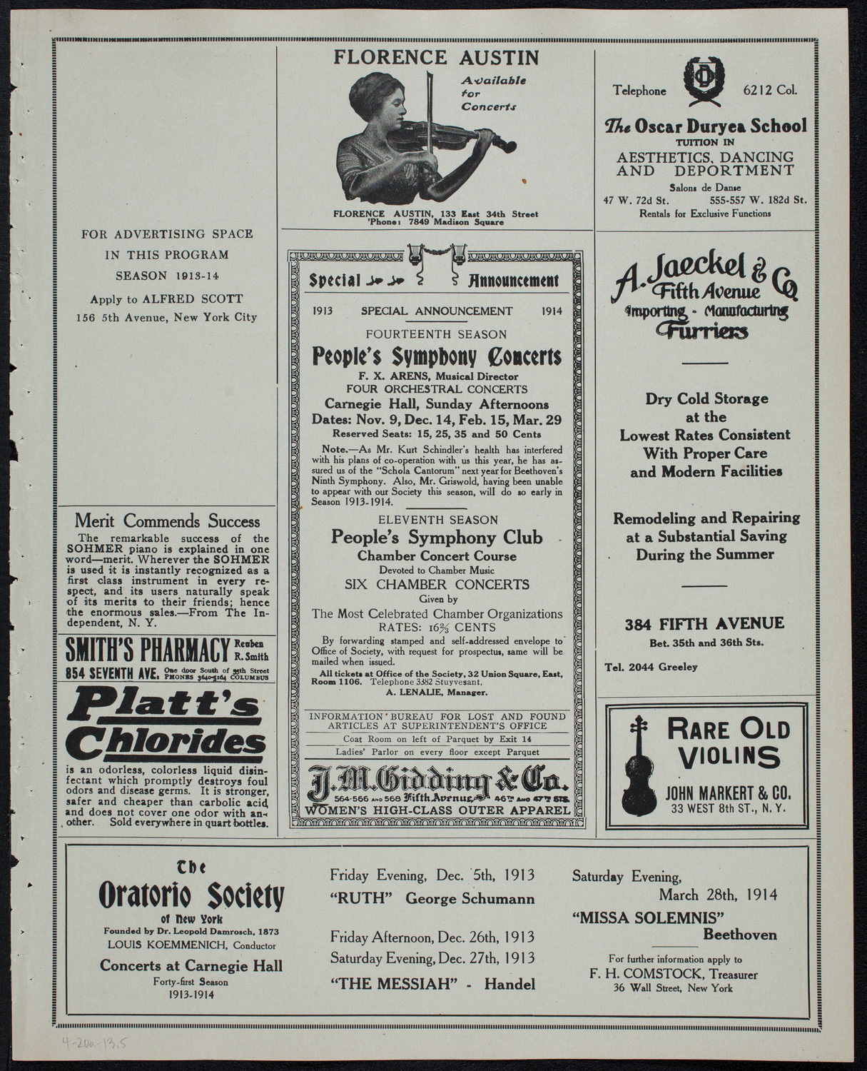 People's Symphony Concert, April 20, 1913, program page 9
