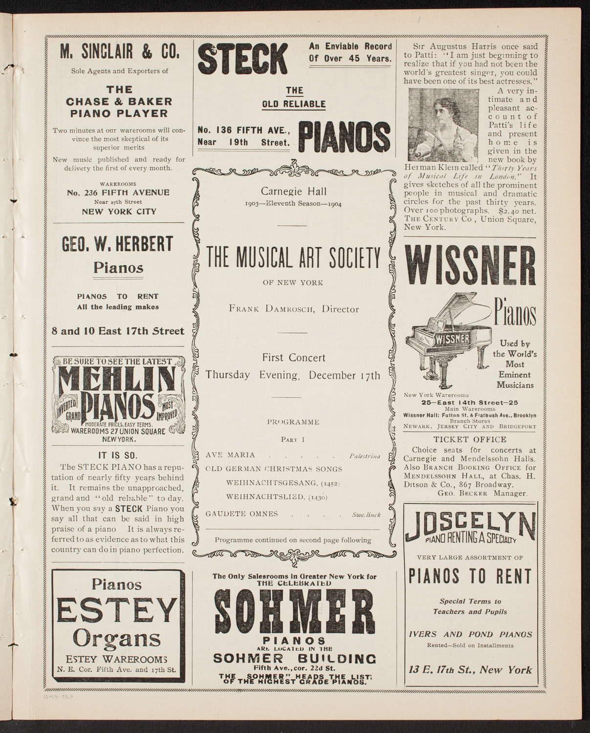 Musical Art Society of New York, December 17, 1903, program page 5