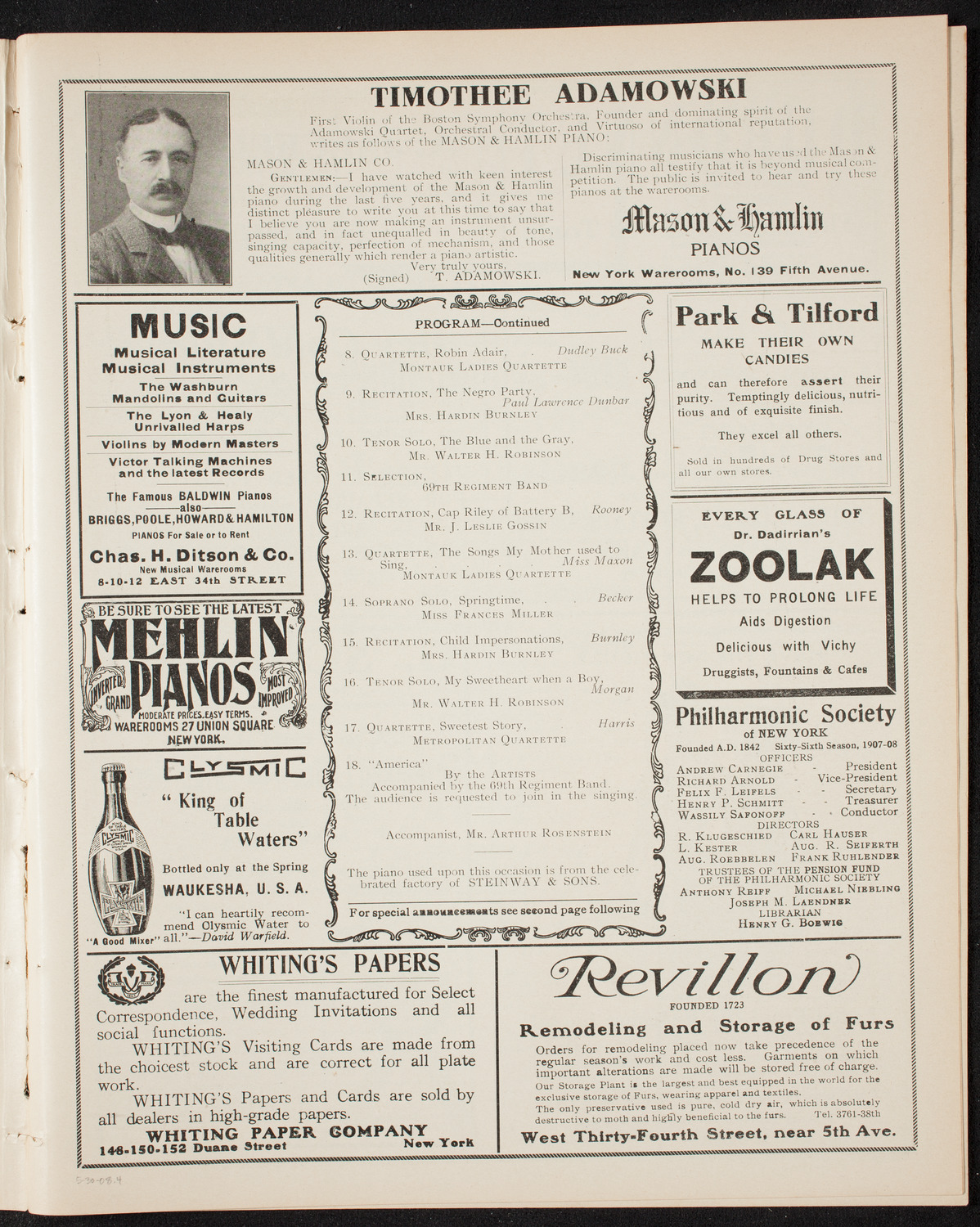 Grand Army of the Republic Memorial Day Exercises, May 30, 1908, program page 7