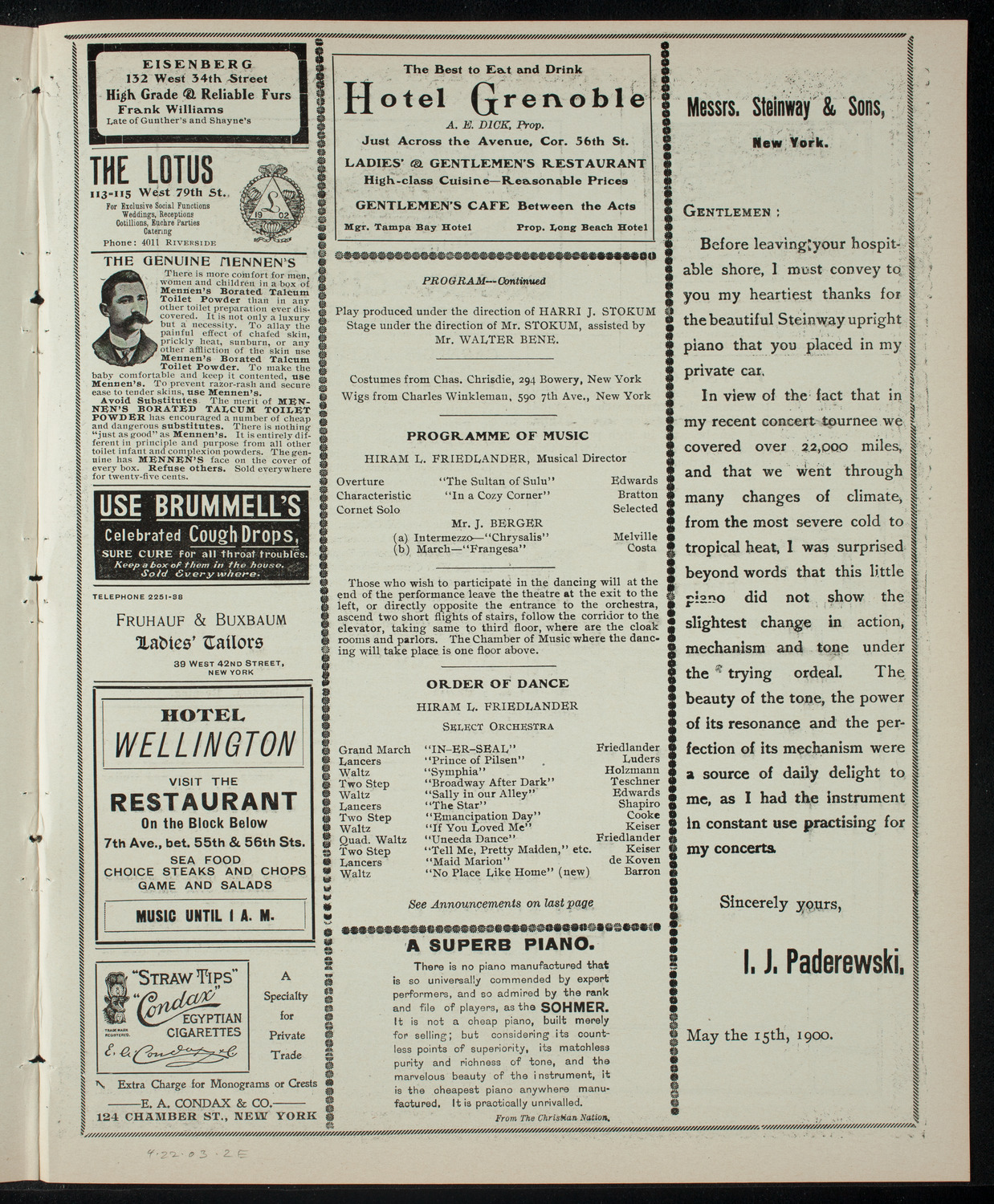 The Amaranth Dramatic Society, April 22, 1903, program page 3