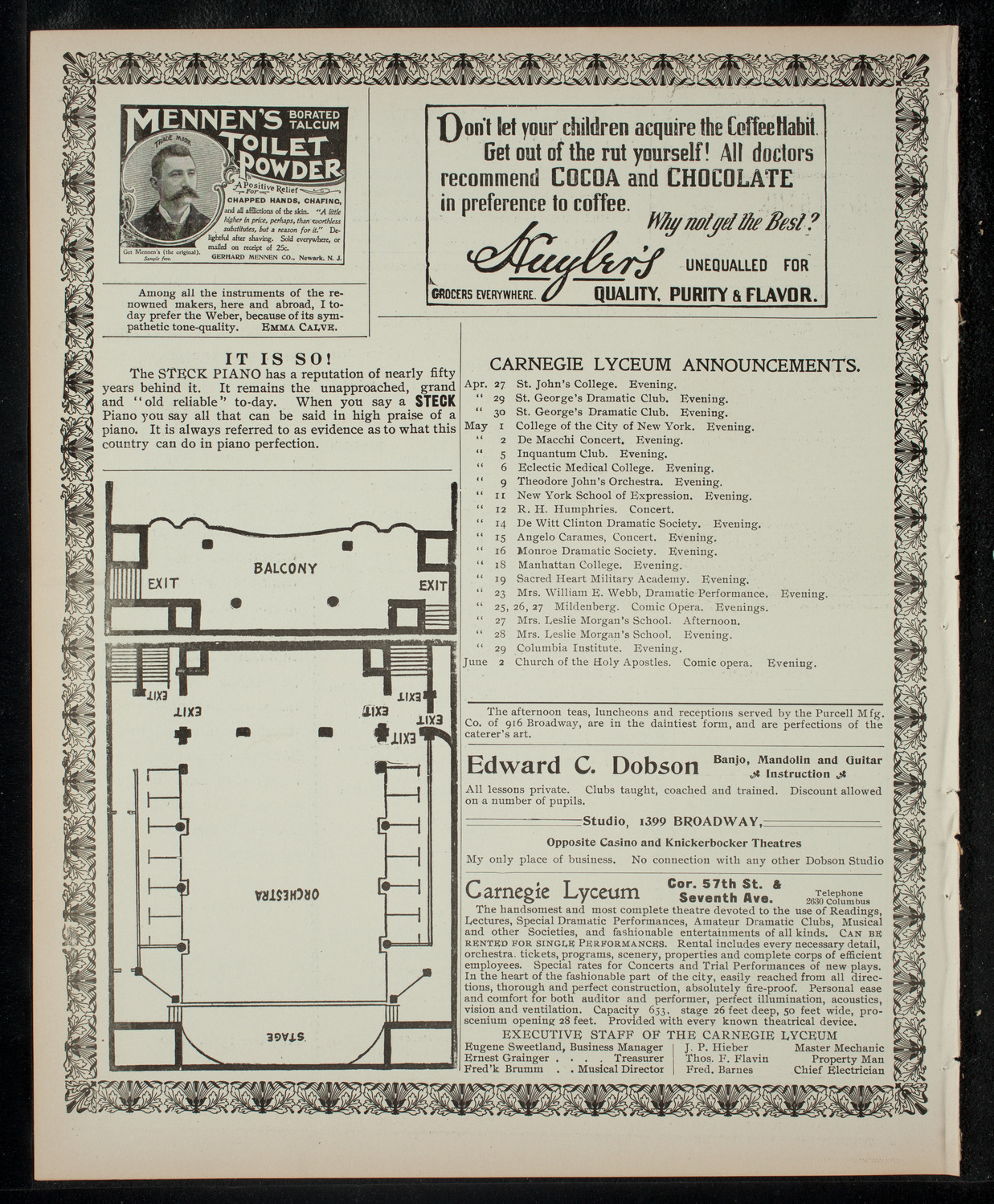 Fordham College Glee, Banjo and Mandolin Clubs, April 27, 1903, program page 4