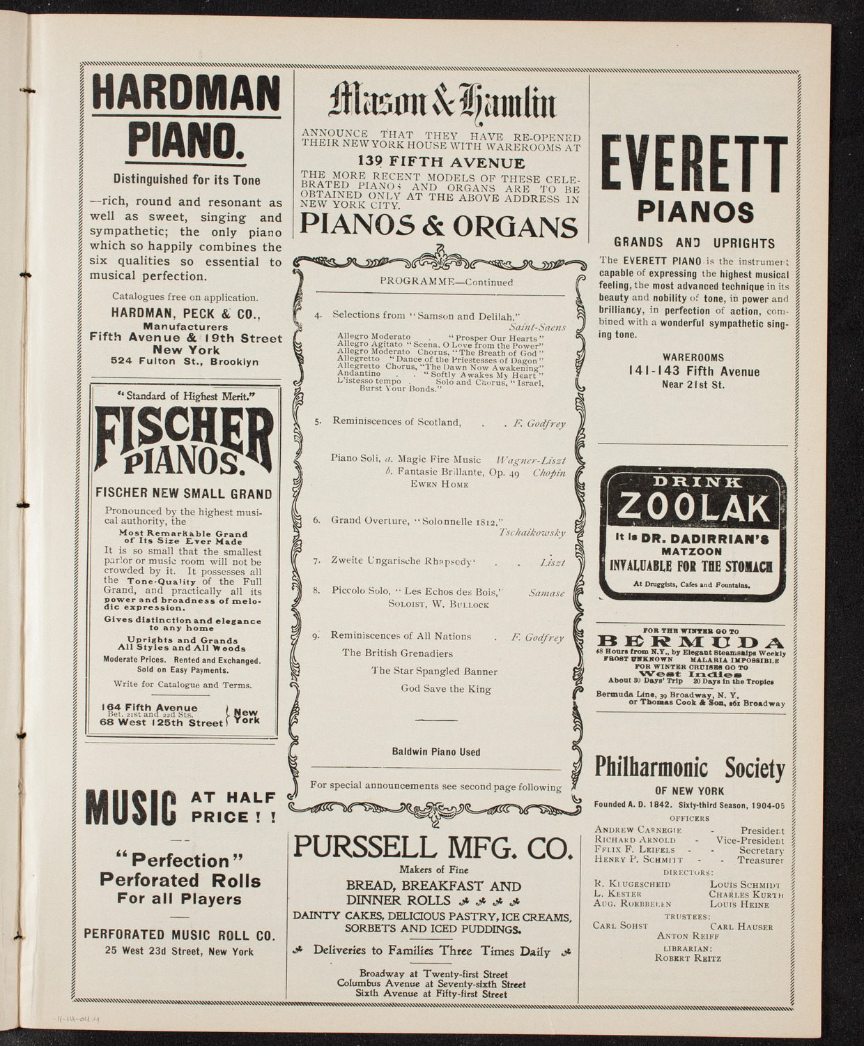 Grenadier Guards Band, November 14, 1904, program page 7