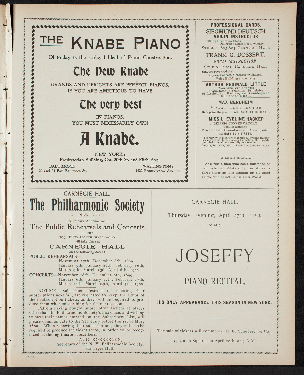 New York Banks' Glee Club, April 18, 1899, program page 7