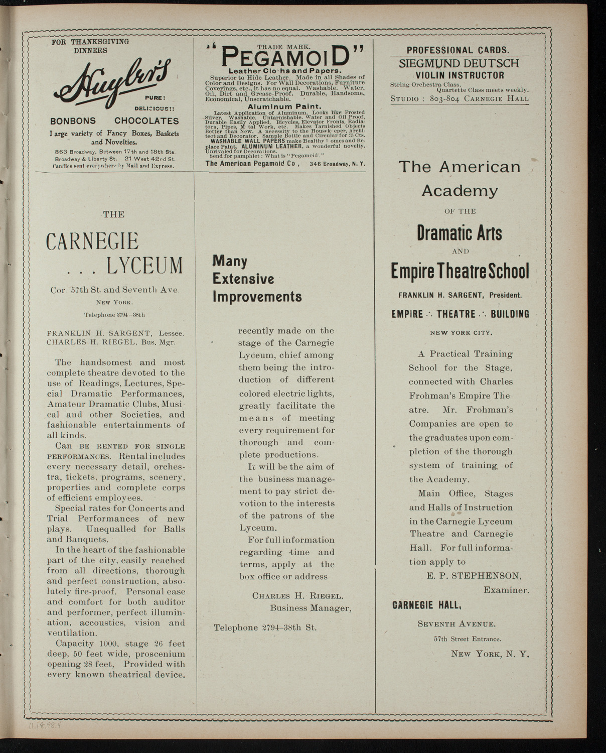 Shakespeare Recital by Marshall Darrach, November 18, 1898, program page 7