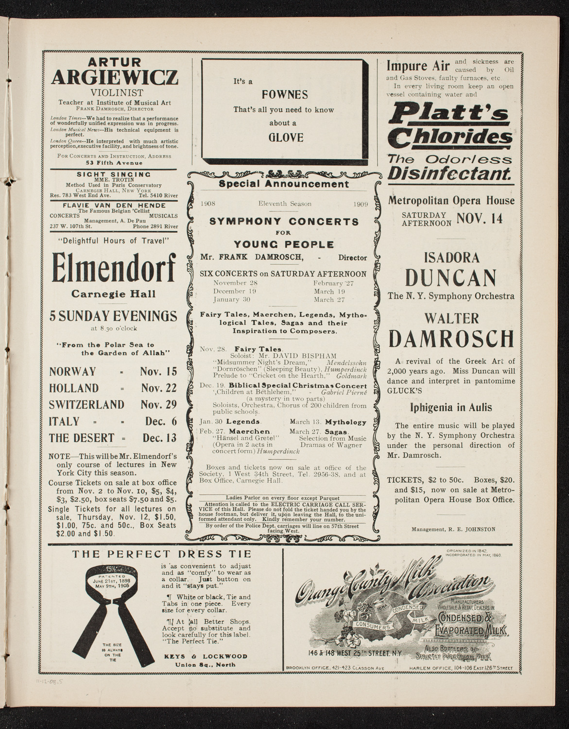 Russian Symphony Society of New York, November 12, 1908, program page 9