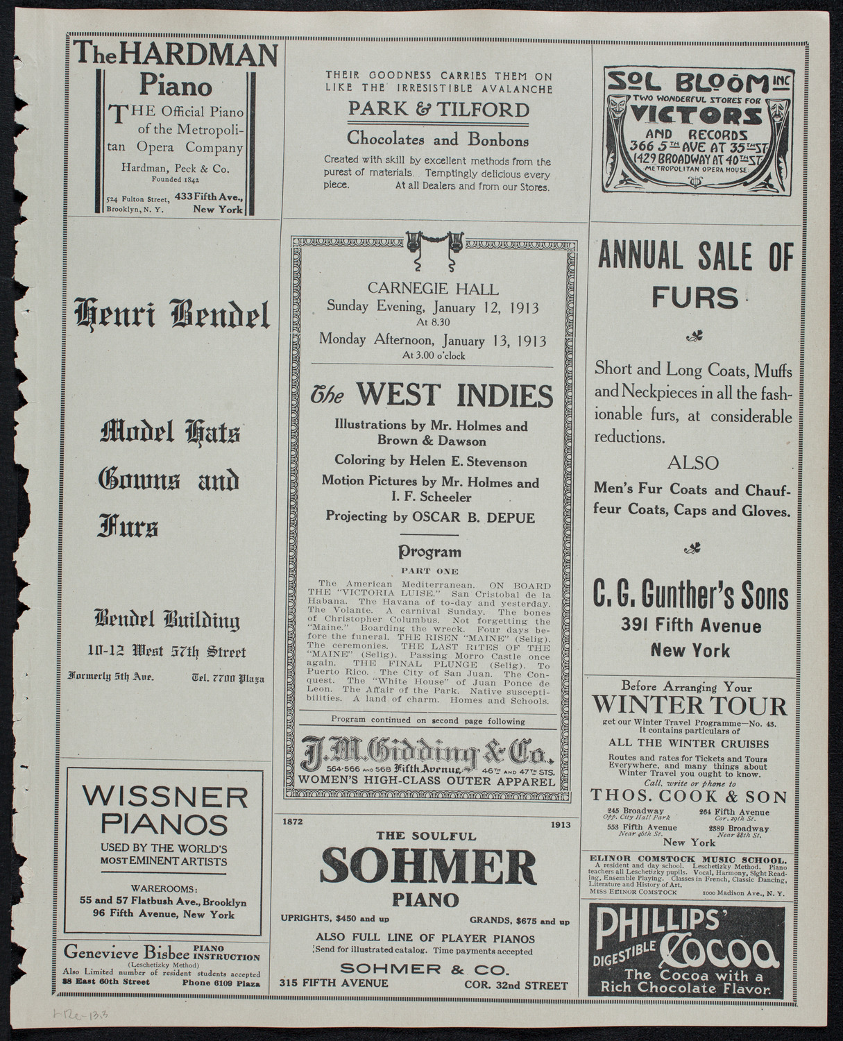 Burton Holmes Travelogue: The West Indies, January 12, 1913, program page 5