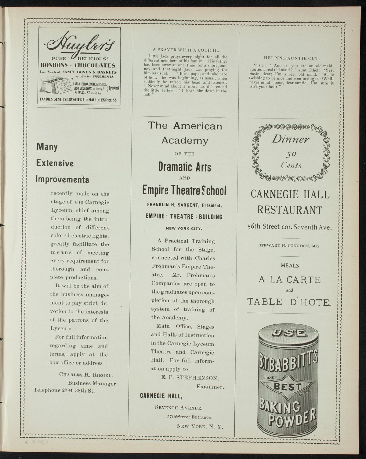 The People's Institute/ Lecture: Labor Problems, March 18, 1898, program page 7