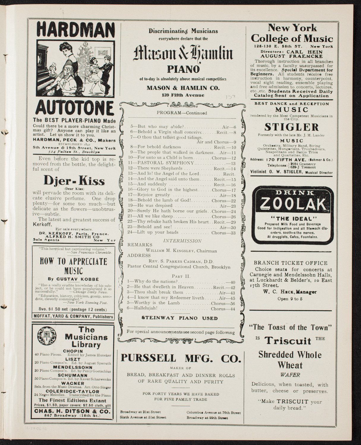 New York Festival Chorus and Orchestra, December 23, 1906, program page 7