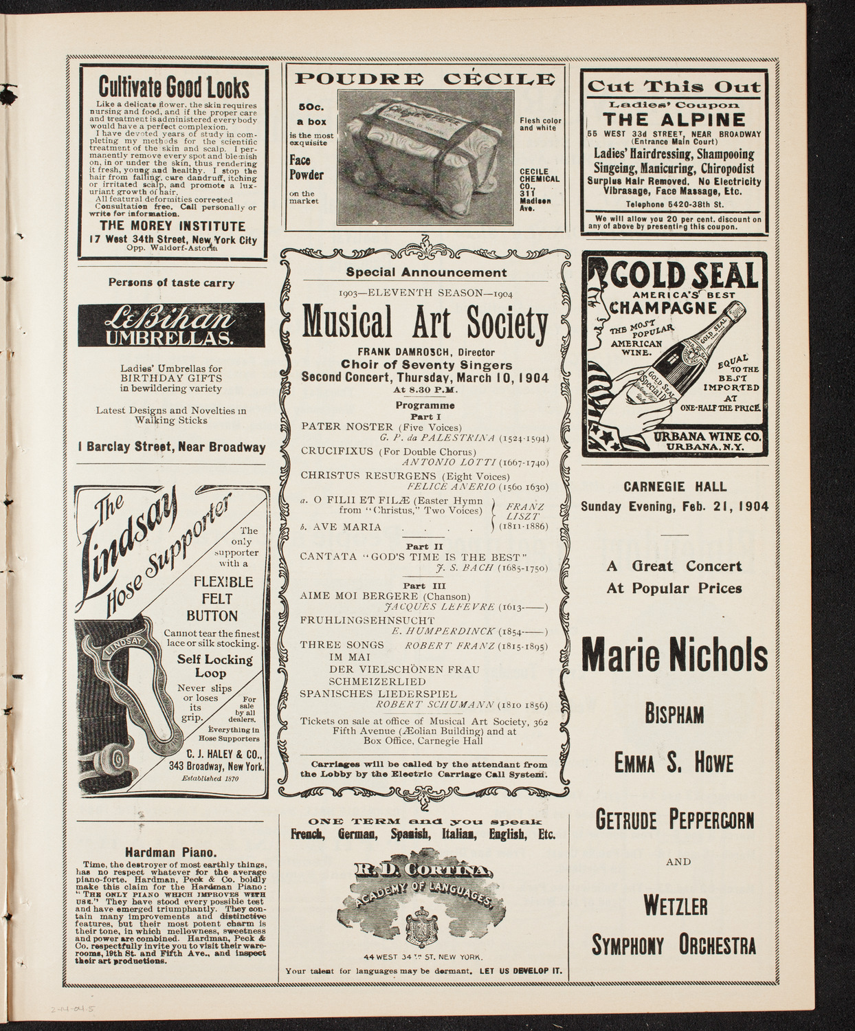 New York Symphony Orchestra, February 14, 1904, program page 9