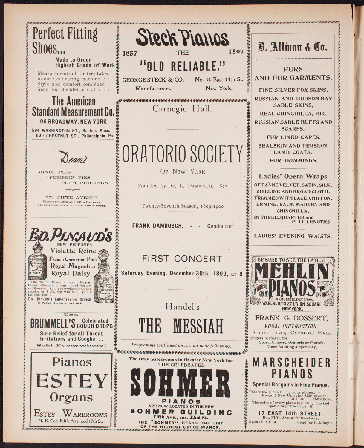 Oratorio Society of New York, December 30, 1899, program page 4