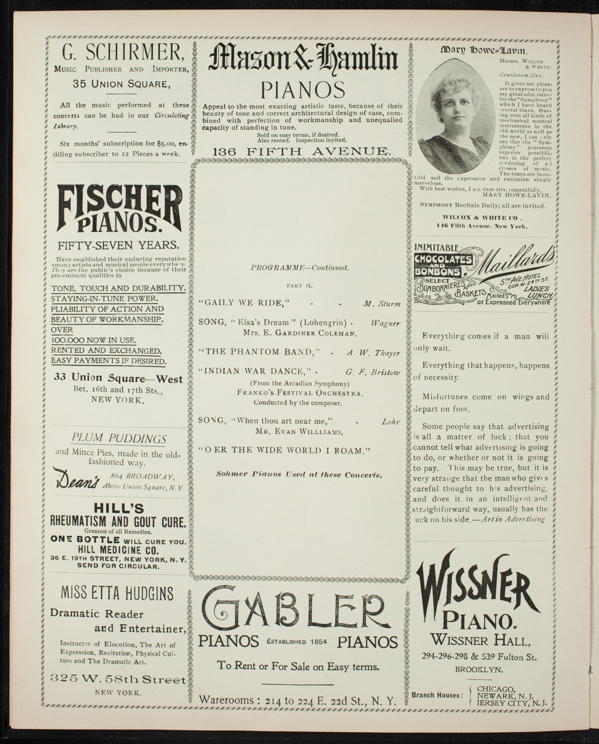 New York Banks' Glee Club, February 23, 1897, program page 6