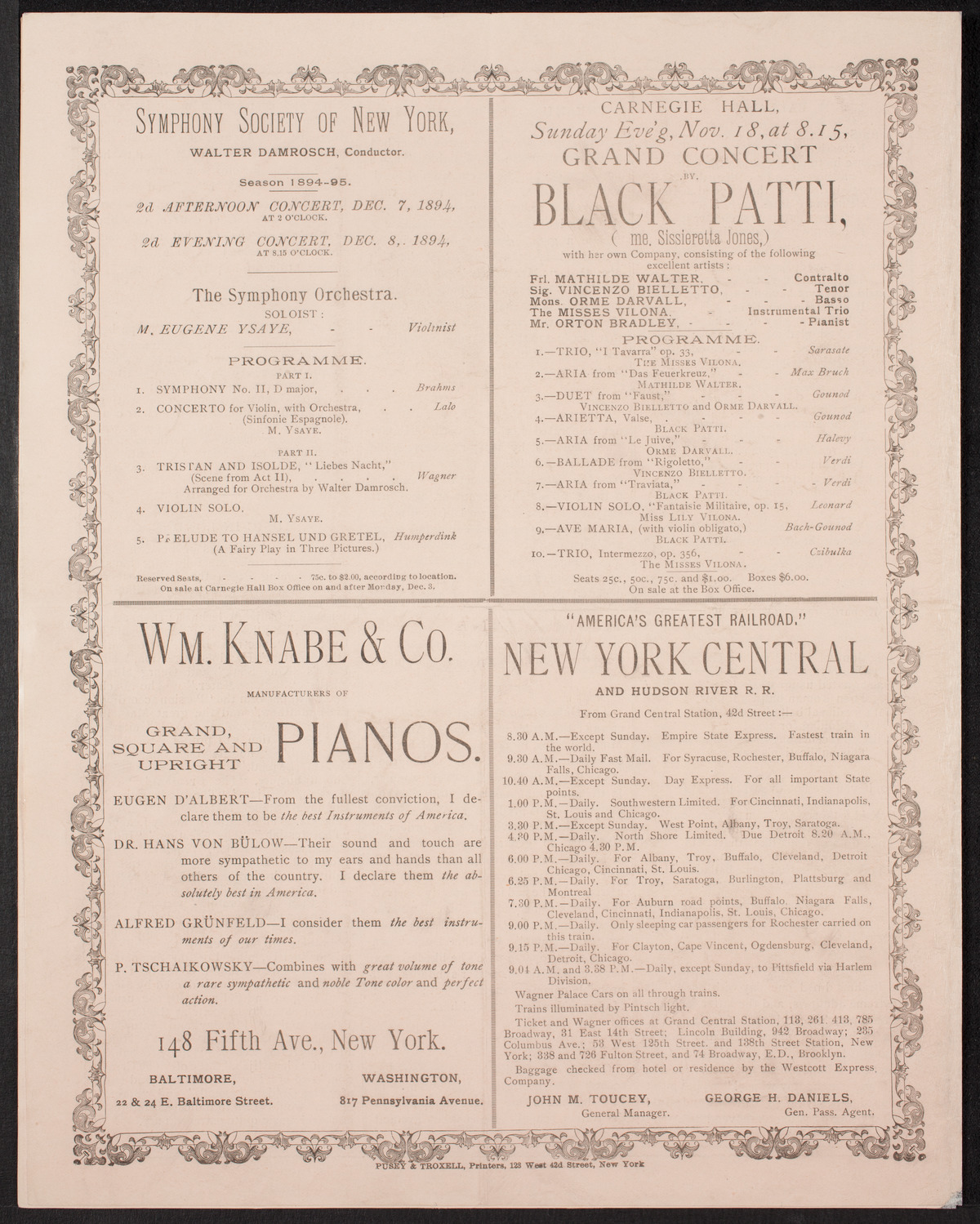 New York Philharmonic, November 16, 1894, program page 8