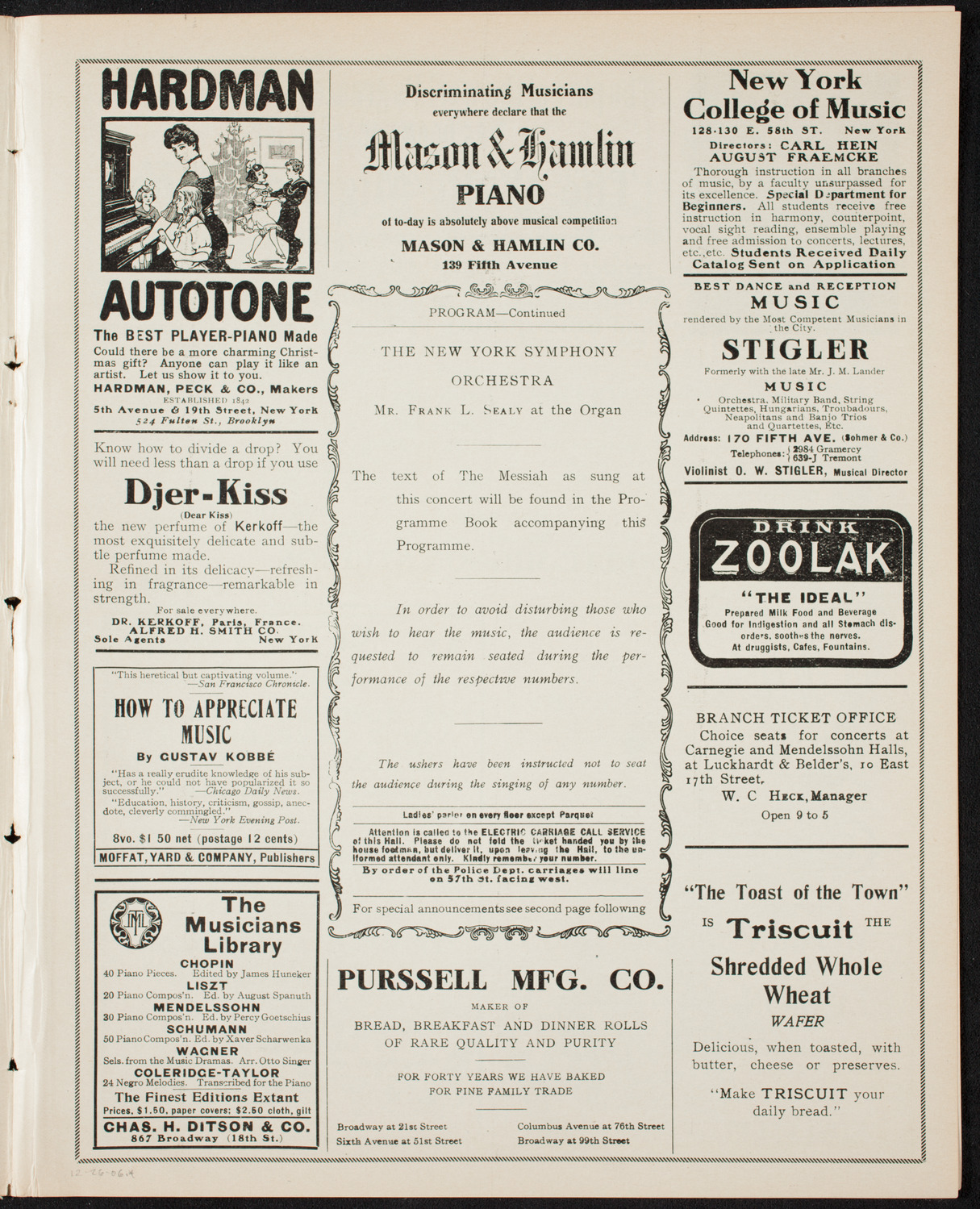 Oratorio Society of New York, December 26, 1906, program page 7