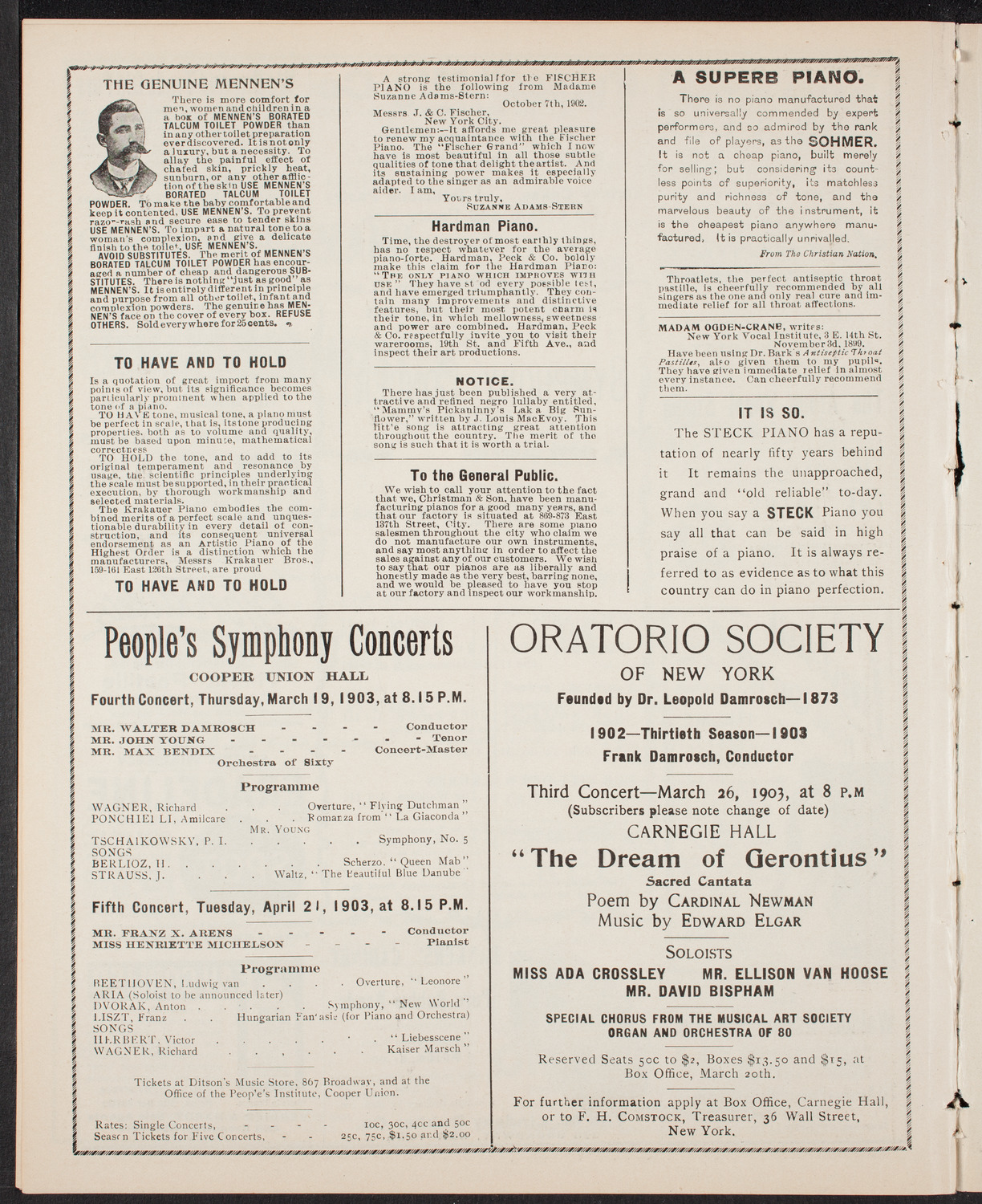 Musical Art Society of New York, March 12, 1903, program page 10