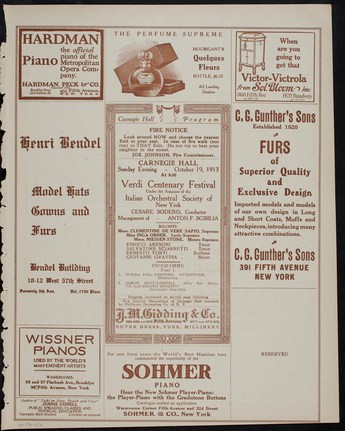 Verdi Centenary Festival, October 19, 1913, program page 5