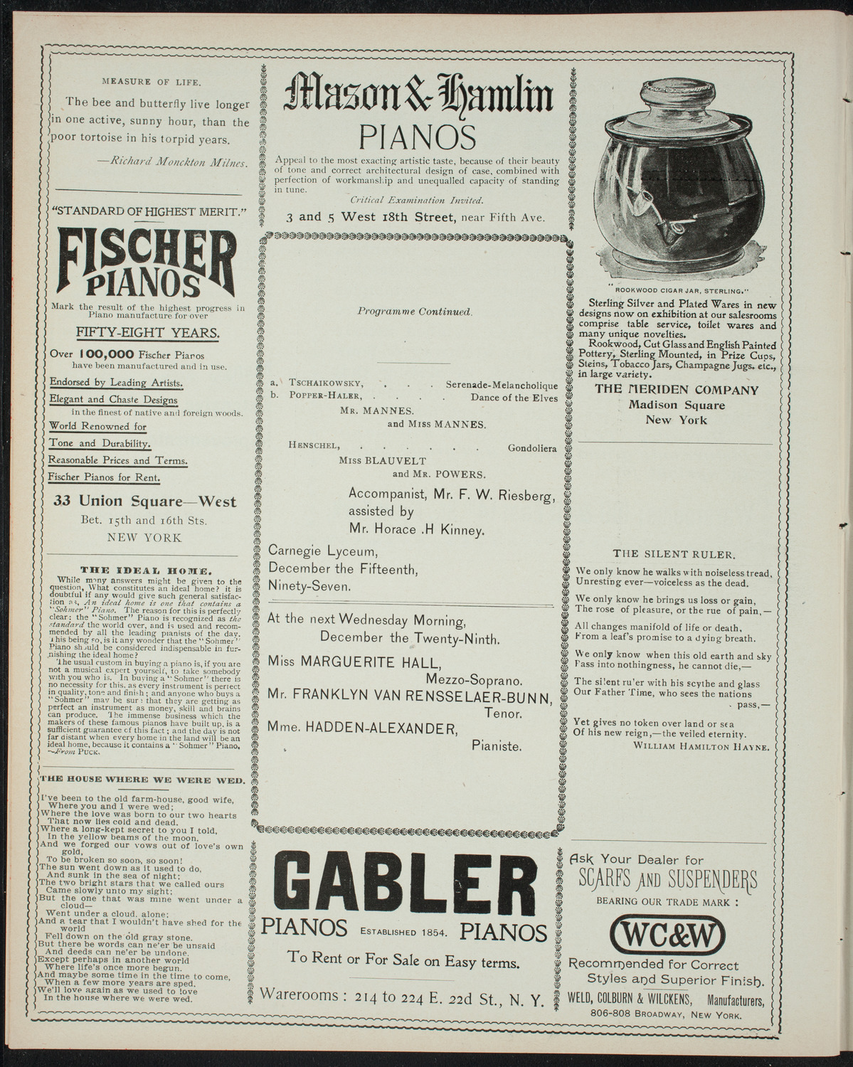 Powers-Mannes Wednesday Morning Musicale, December 15, 1897, program page 6