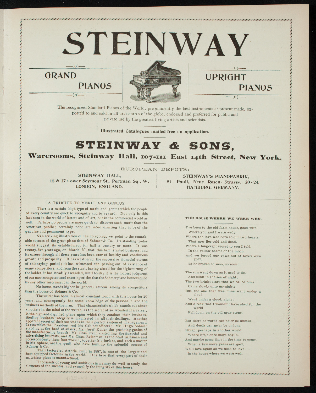 Grand Concert in Aid of the Pickford Sanitarium, April 28, 1897, program page 5