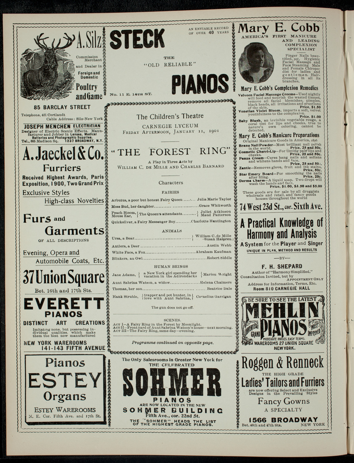 The Children's Theatre, January 11, 1901, program page 2