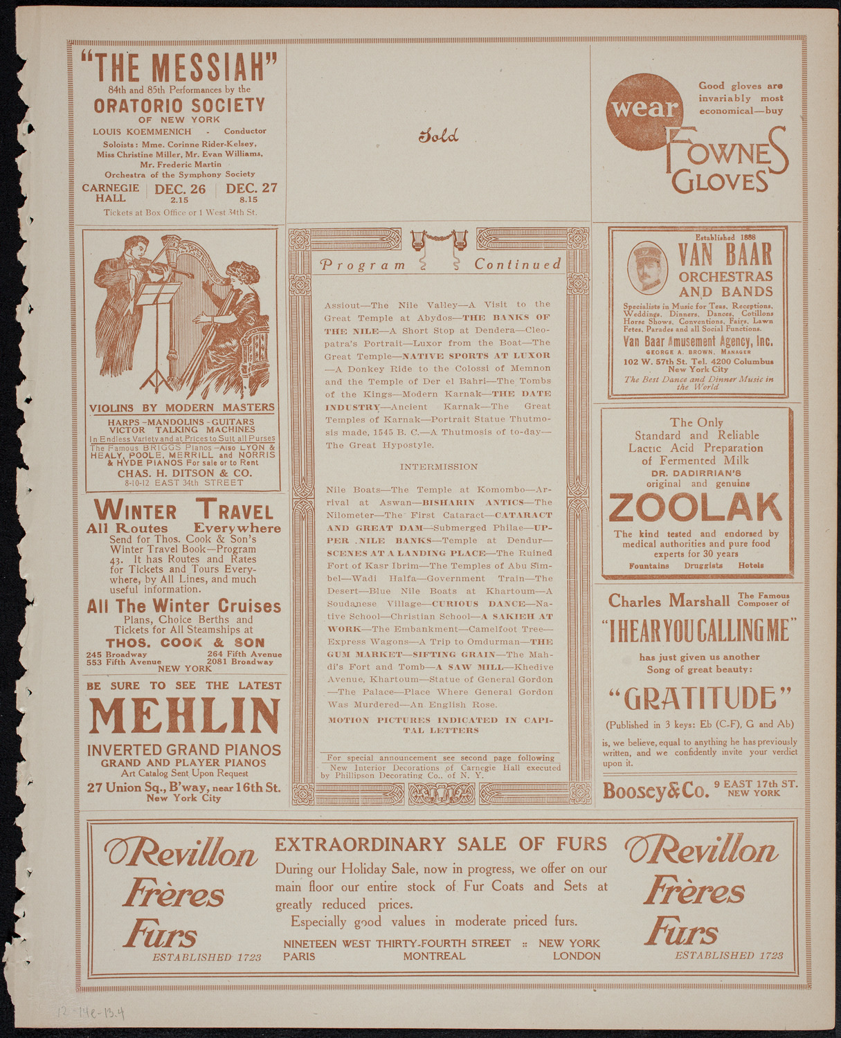 Elmendorf Lecture: The Nile Journey, December 14, 1913, program page 7