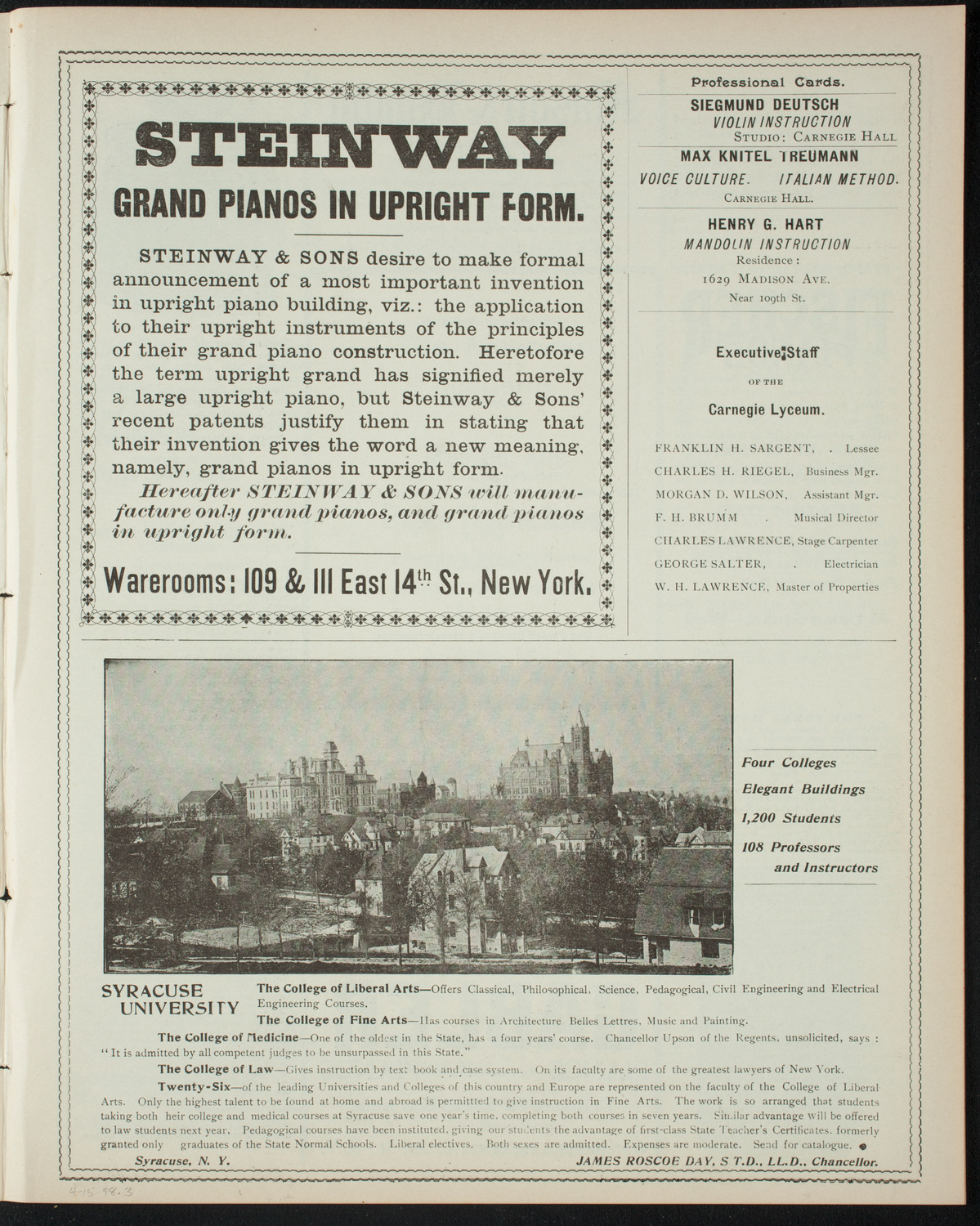 Amateur Comedy Club, April 15, 1898, program page 5