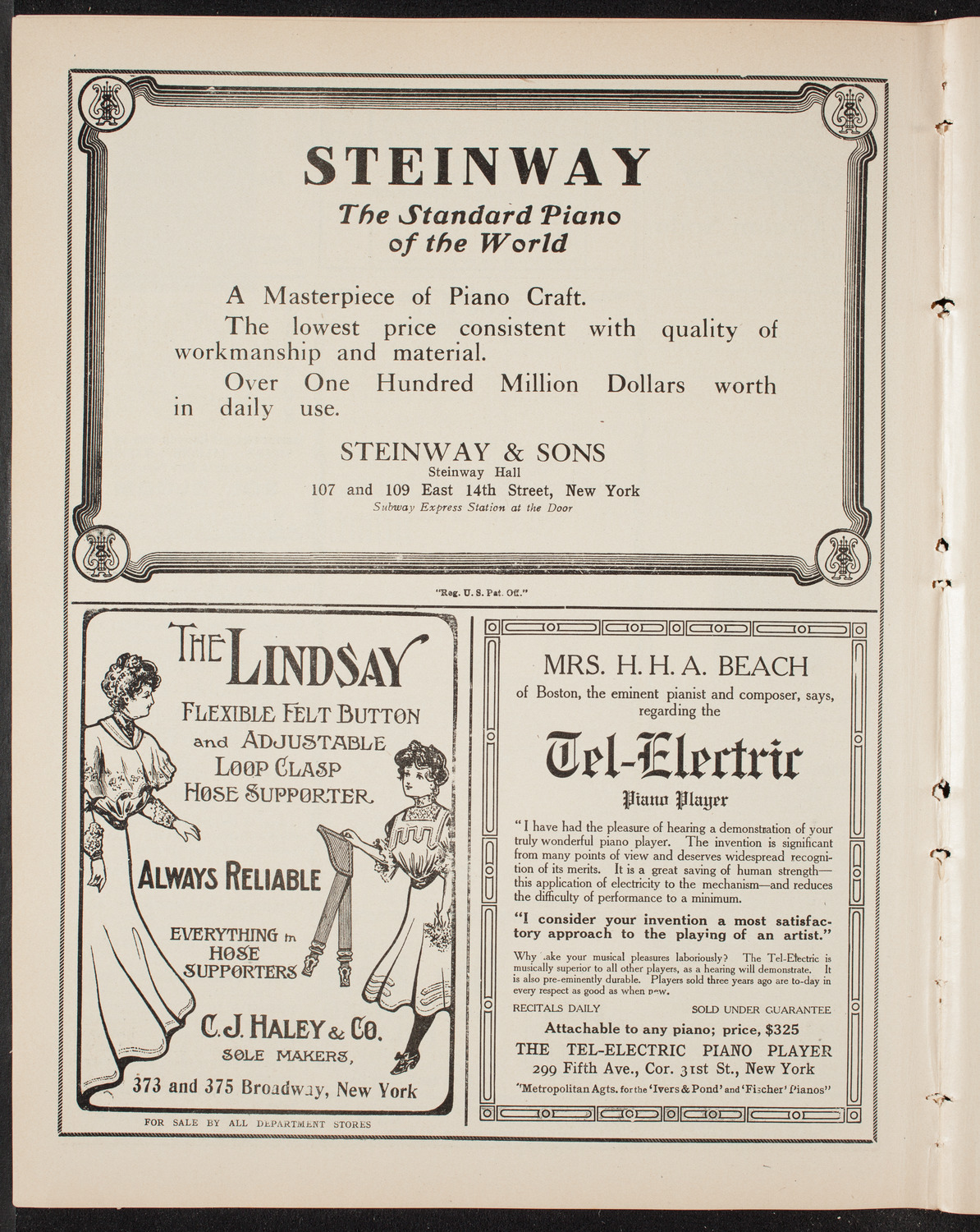 Amicitia Amateur Band, May 9, 1909, program page 4