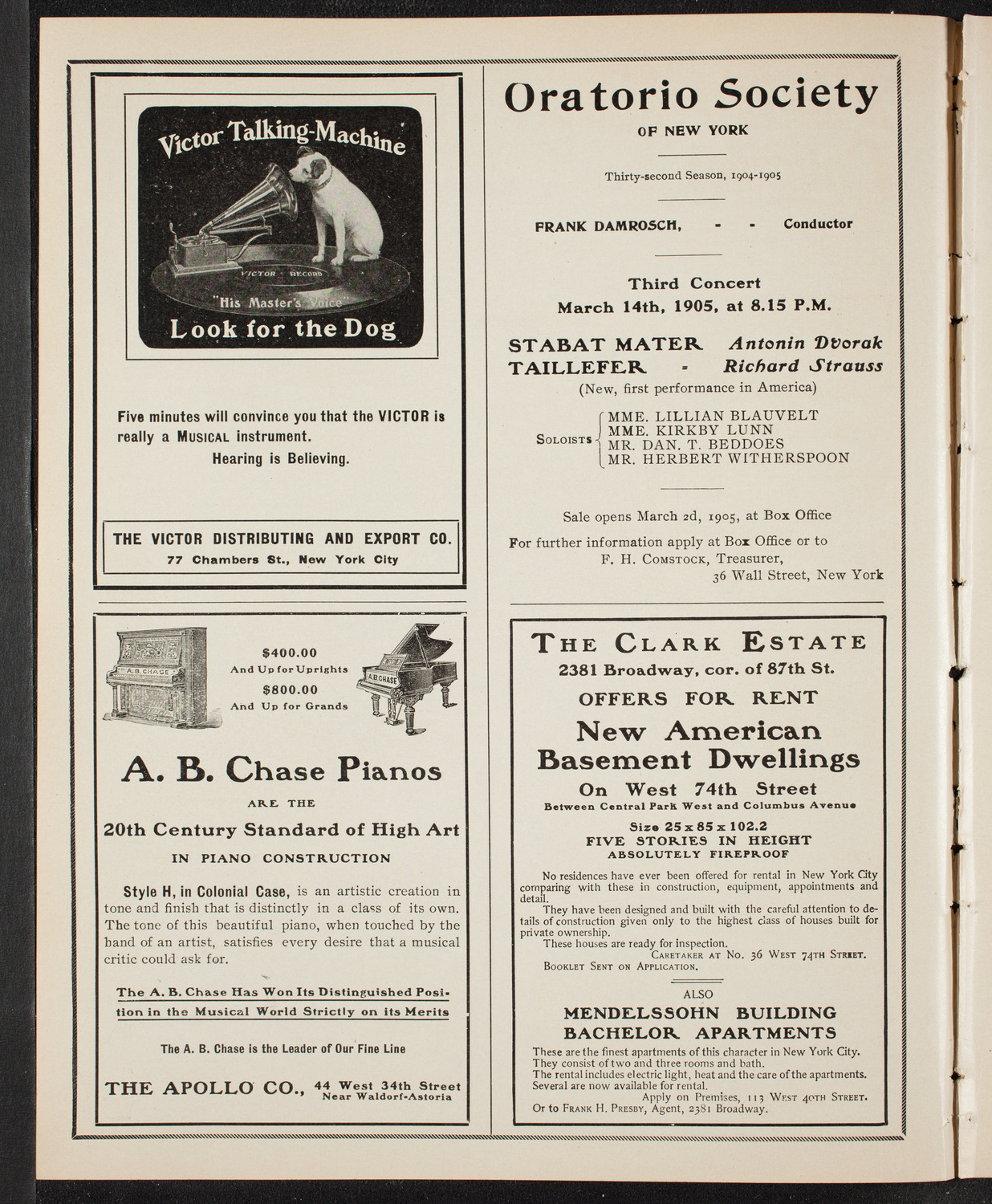 New York Banks' Glee Club, February 9, 1905, program page 2