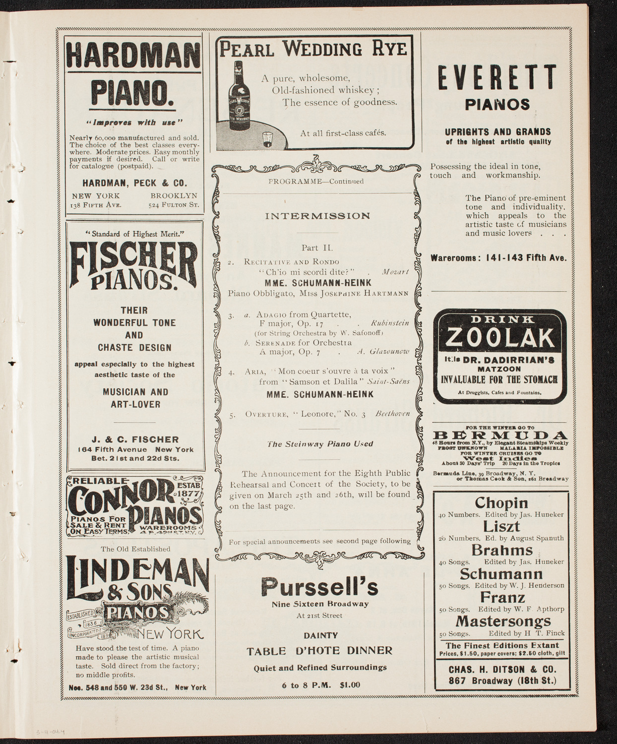 New York Philharmonic, March 4, 1904, program page 7