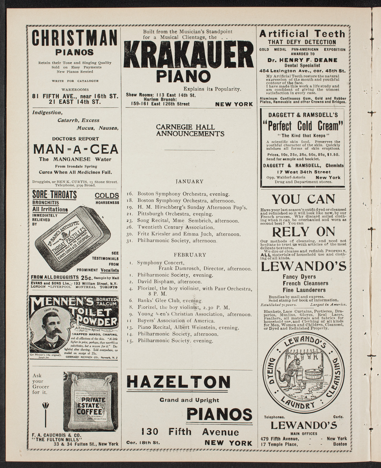 Eduard Zeldenrust, Piano, January 12, 1902, program page 2