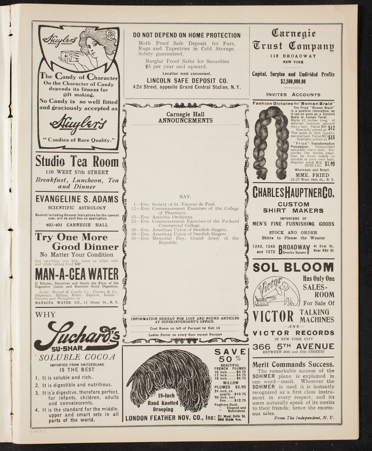 Gaelic Society: Feis Ceoil Agus Seanachas, April 24, 1910, program page 3