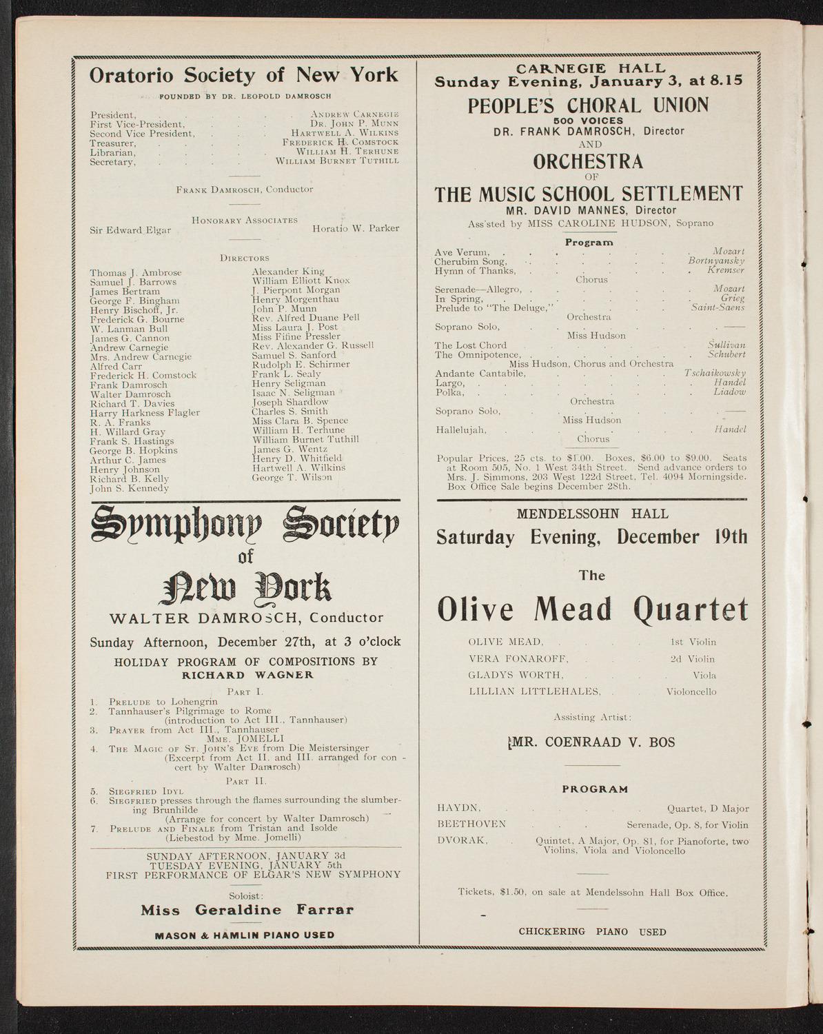 Musical Art Society of New York, December 17, 1908, program page 10