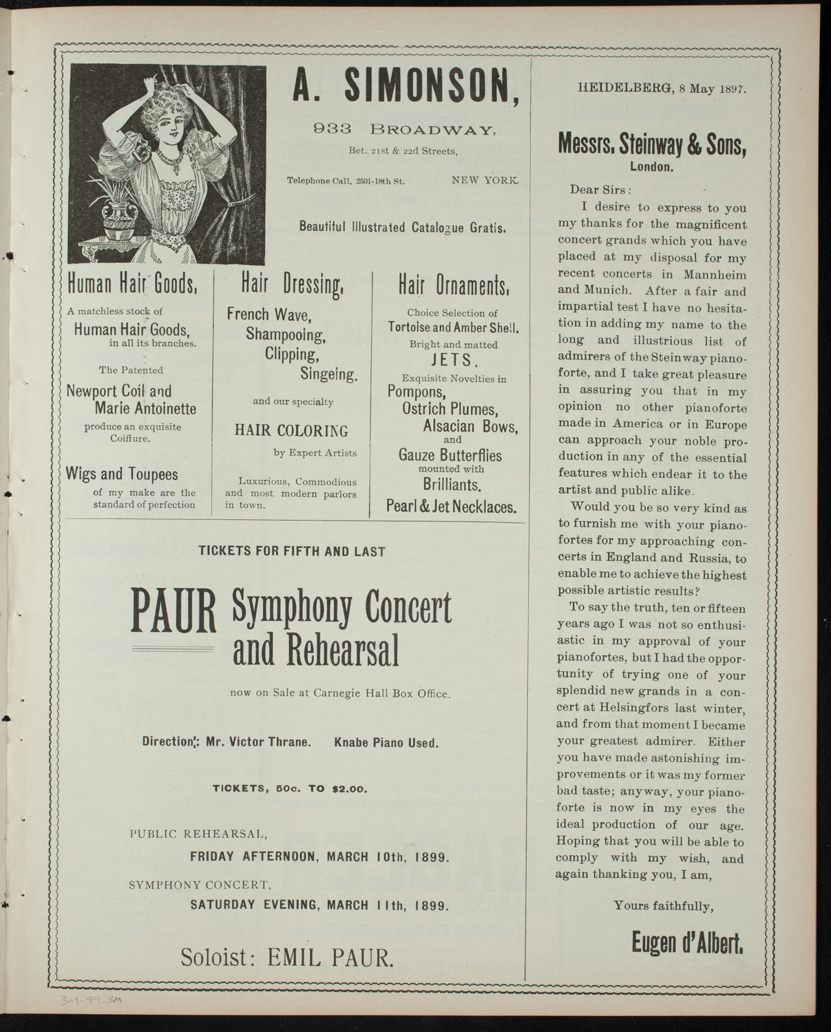 Powers-Arnold Wednesday Morning Musicale, March 1, 1899, program page 5