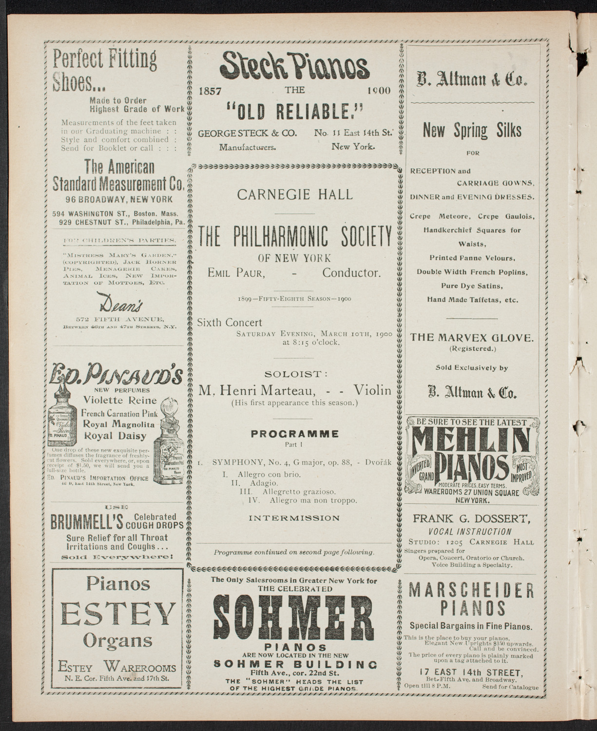 New York Philharmonic, March 10, 1900, program page 4
