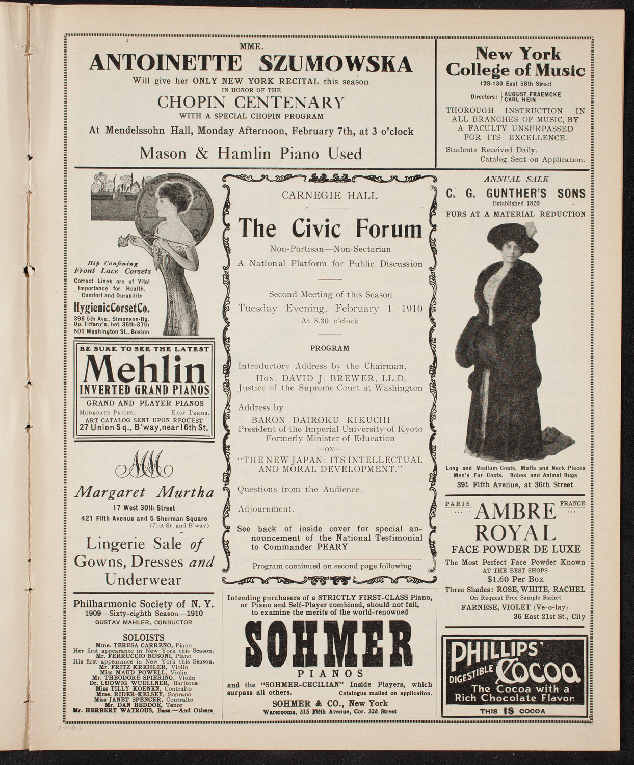 Meeting: The Civic Forum, February 1, 1910, program page 5
