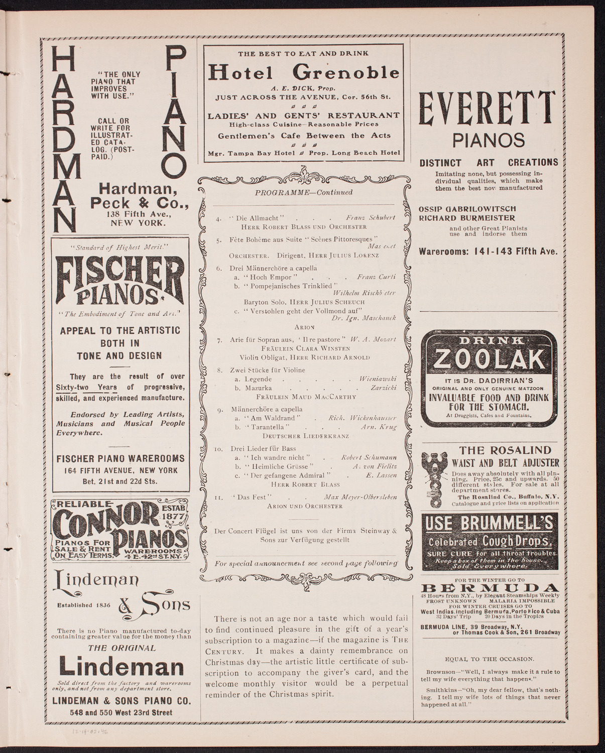 Benefit: German Hospital and Dispensary, December 14, 1902, program page 7