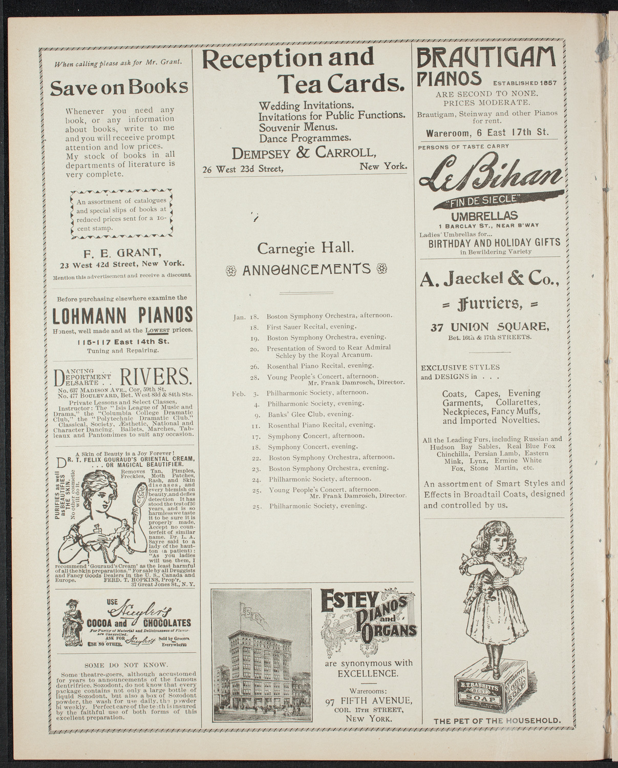 New York Philharmonic, January 14, 1899, program page 2