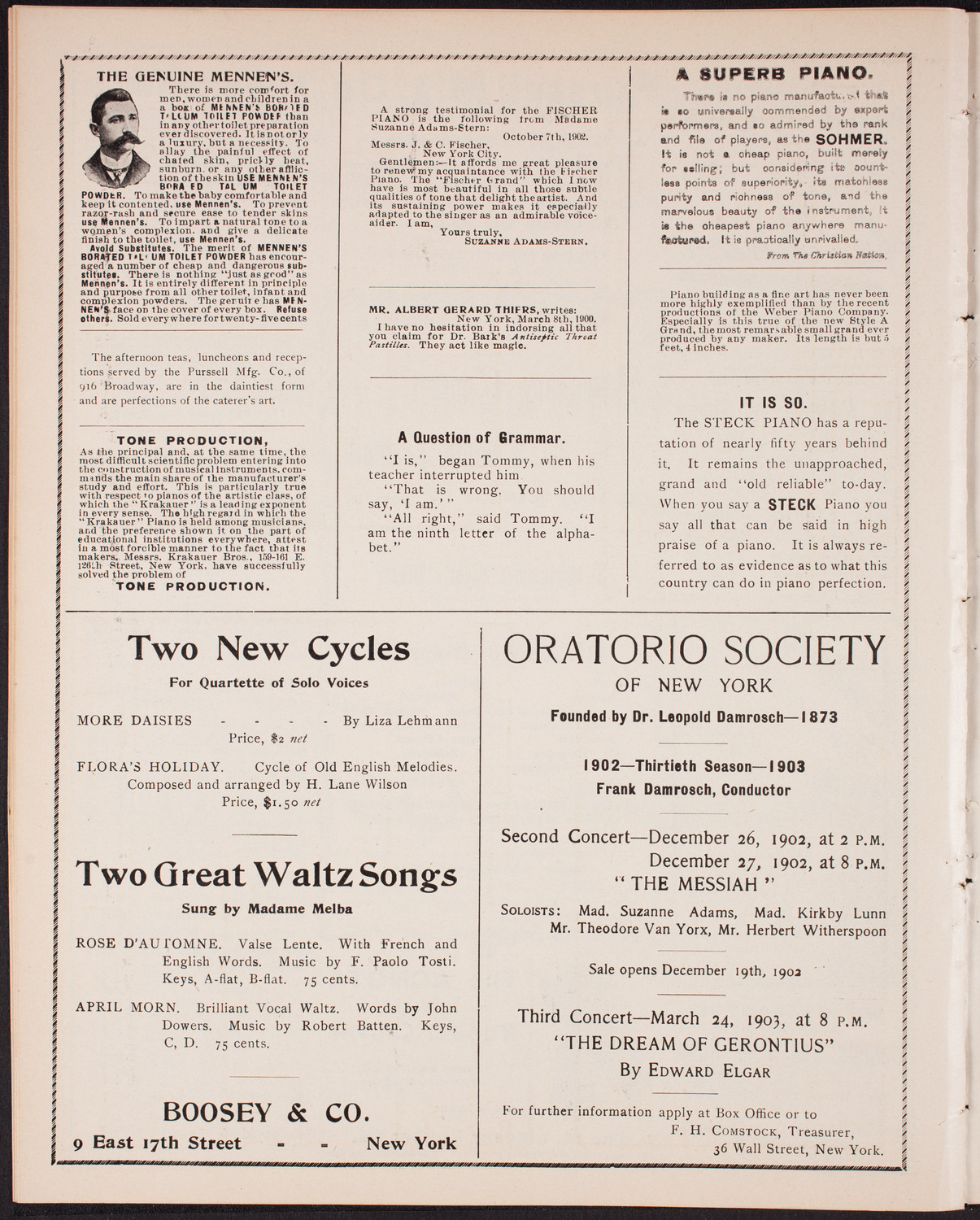 New York Philharmonic, December 6, 1902, program page 10