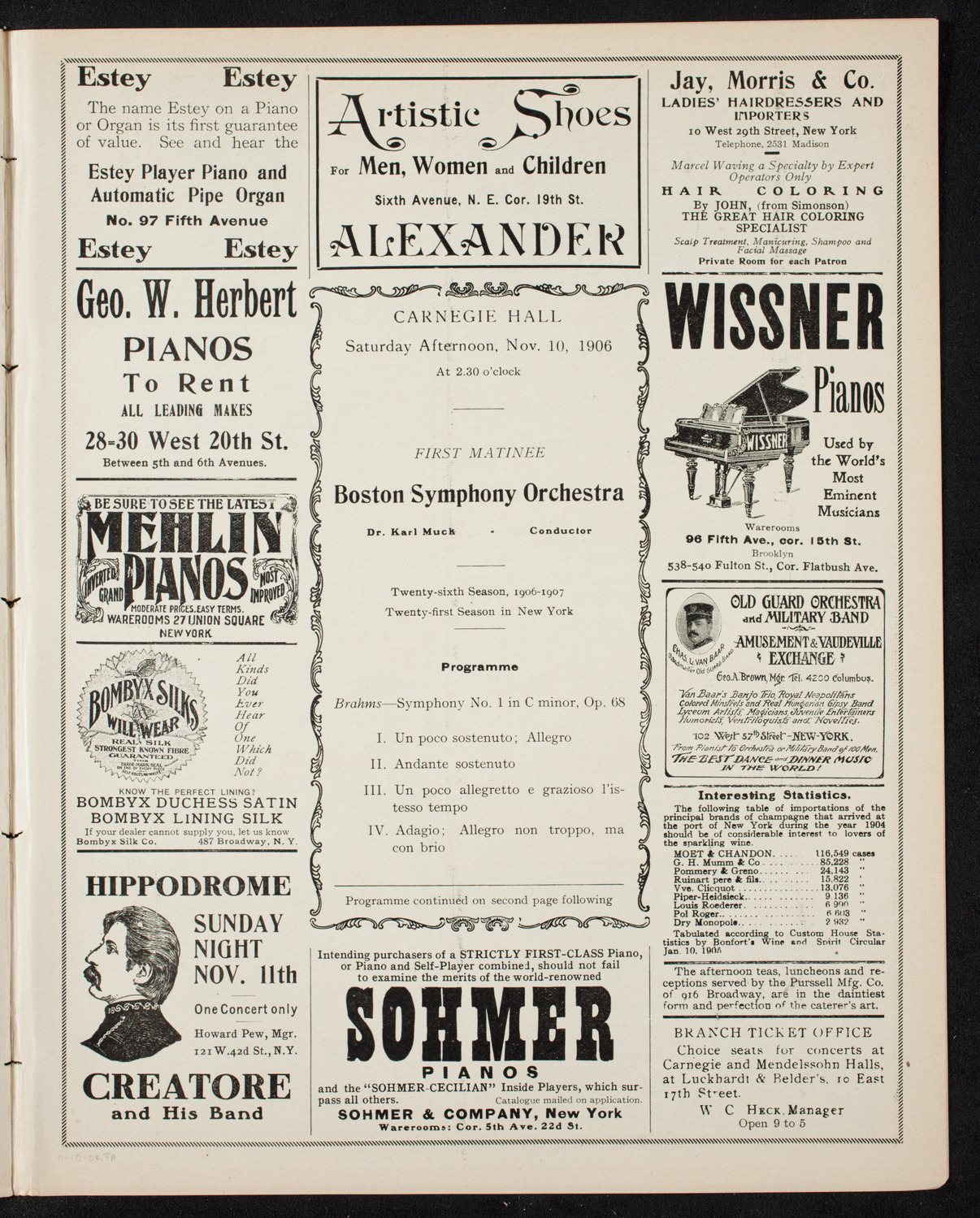 Boston Symphony Orchestra, November 10, 1906, program page 5
