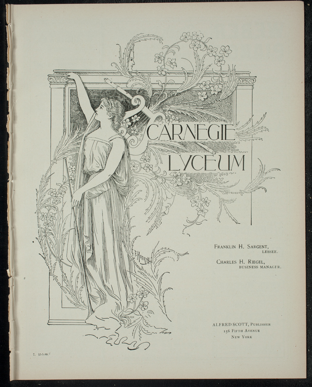 The Student's Dramatic Club, December 5, 1899, program page 1