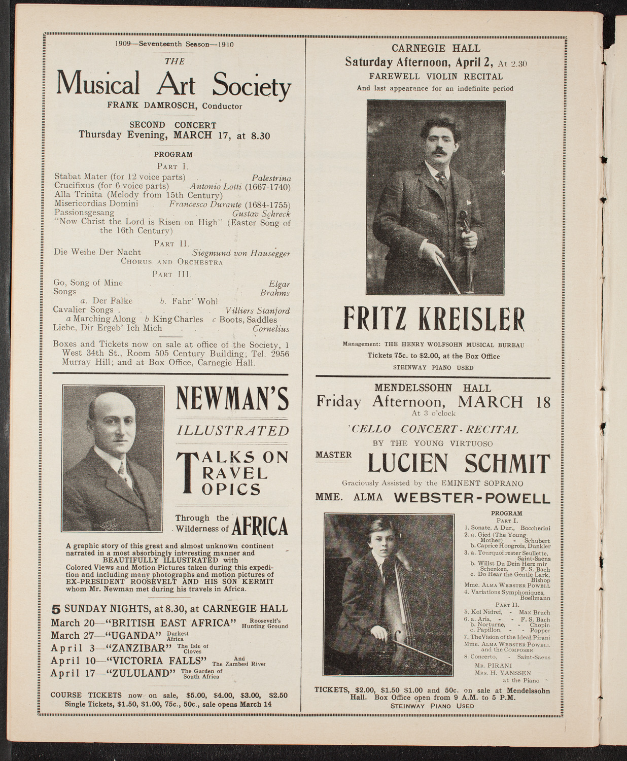 New York Philharmonic, March 11, 1910, program page 10