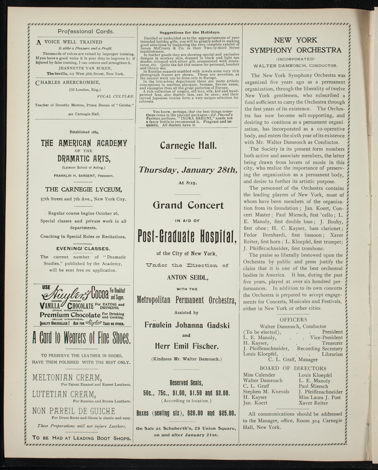 German Liederkranz of New York: 50th Anniversary Concert, January 7, 1897, program page 2