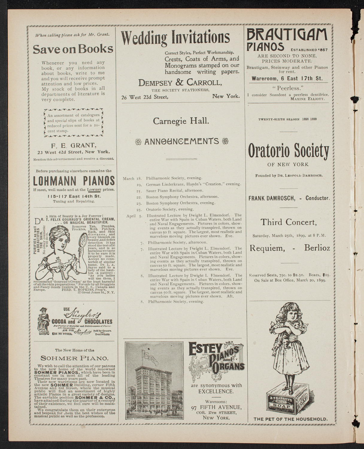 New York Philharmonic, March 17, 1899, program page 2