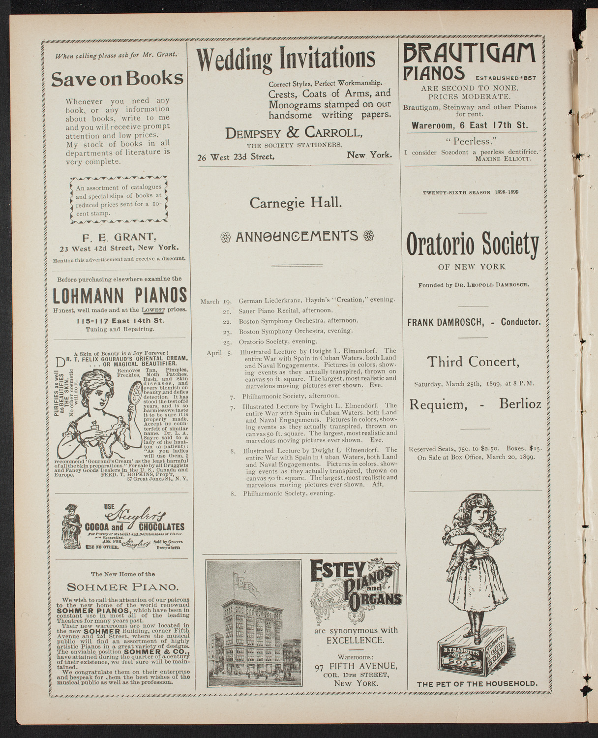 New York Philharmonic, March 18, 1899, program page 2