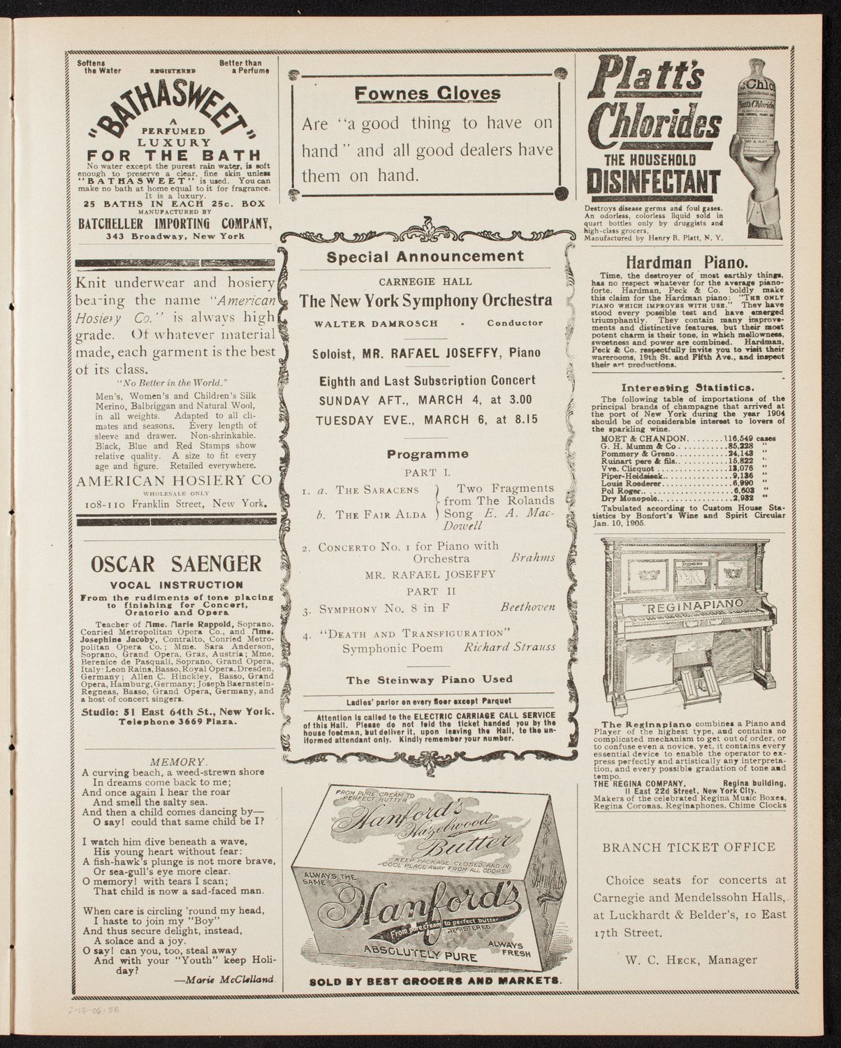 Boston Symphony Orchestra, February 17, 1906, program page 9