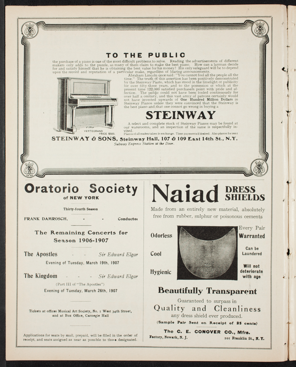 Josef Lhévinne, Piano, January 13, 1907, program page 4